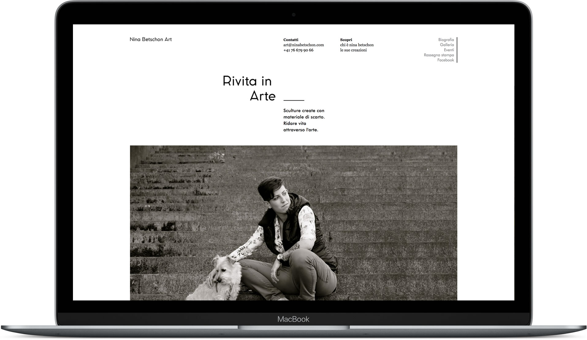 Website designed for Nina Betschon mocked up in MacBook