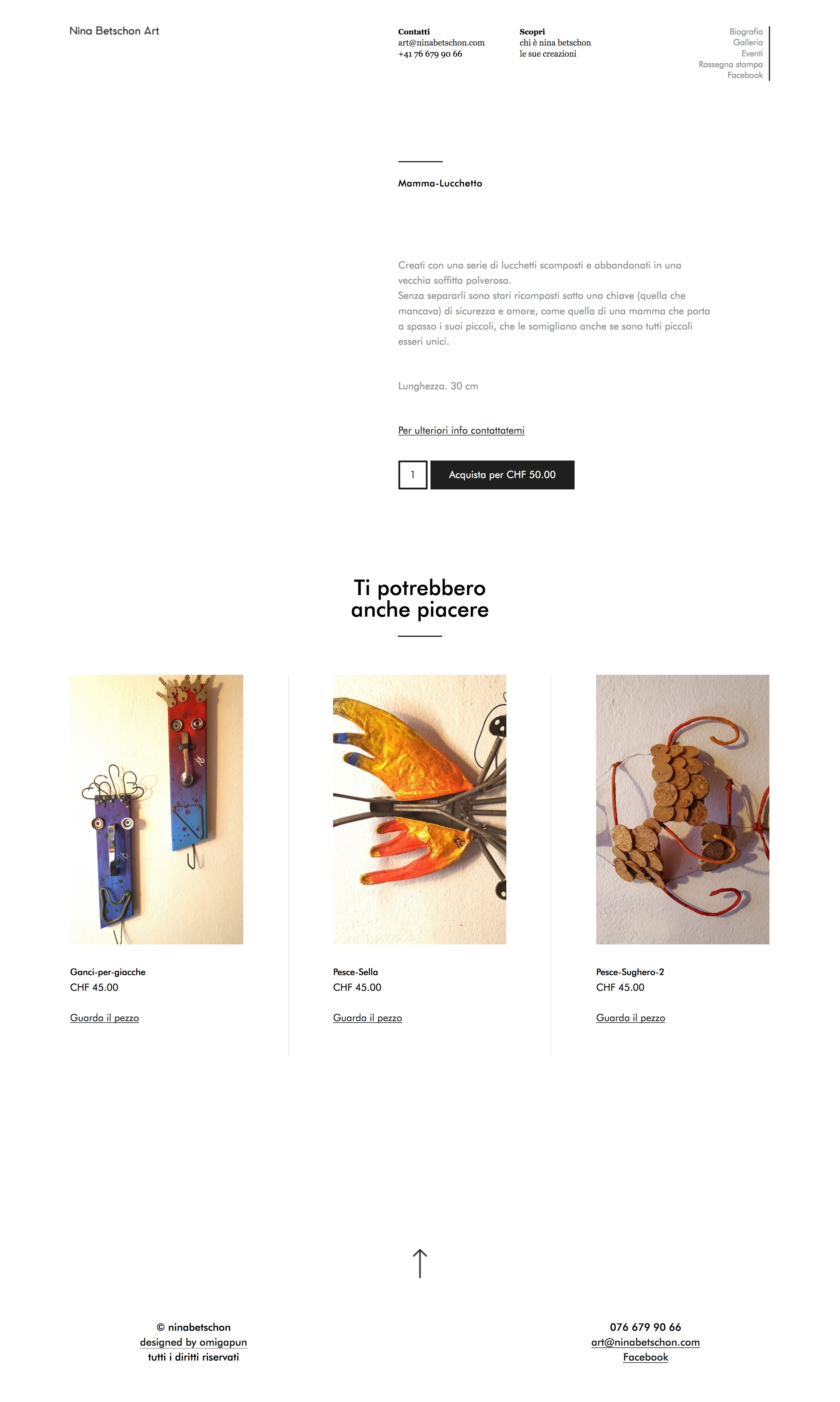 Screenshot of website designed for Nina Betschon