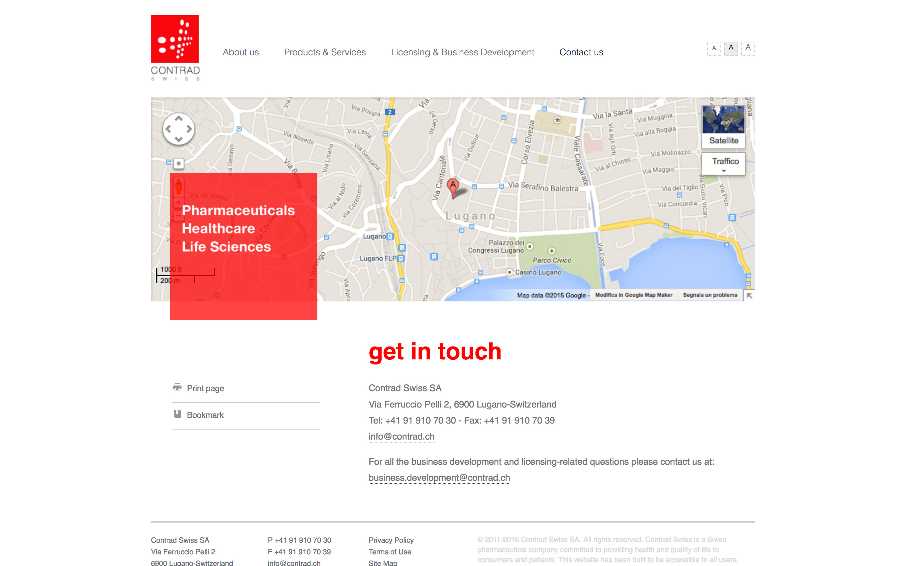 Screenshot of website designed for Contrad