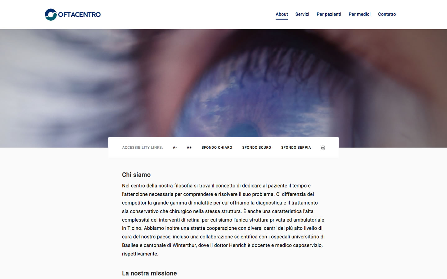 Screenshot of website designed for Oftacentro