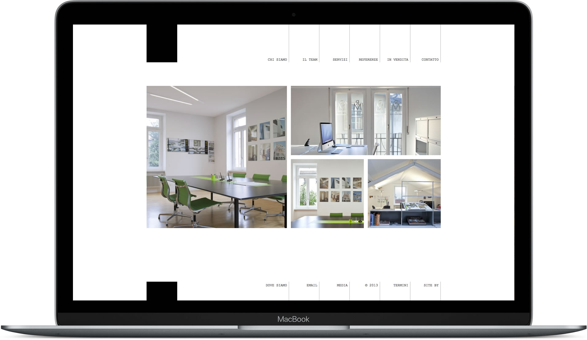 Website designed for an architectural design firm mocked up in MacBook