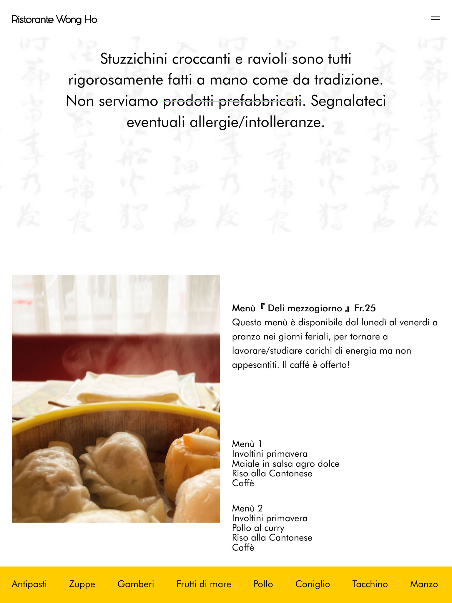 Website designed for Wong Ho mocked up in iPad